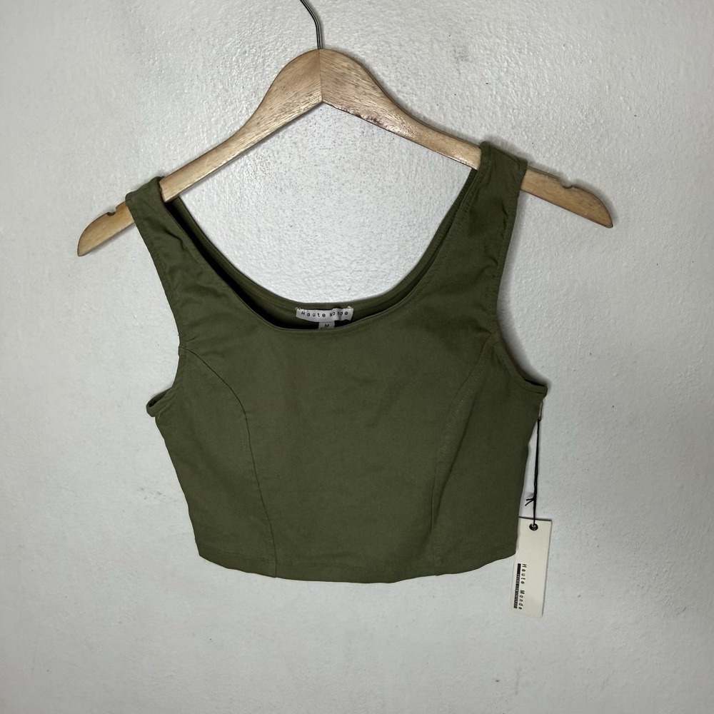 New Haute Monde Green Cropped Tank Top Fairycore Women's Medium Goblincore Boho
